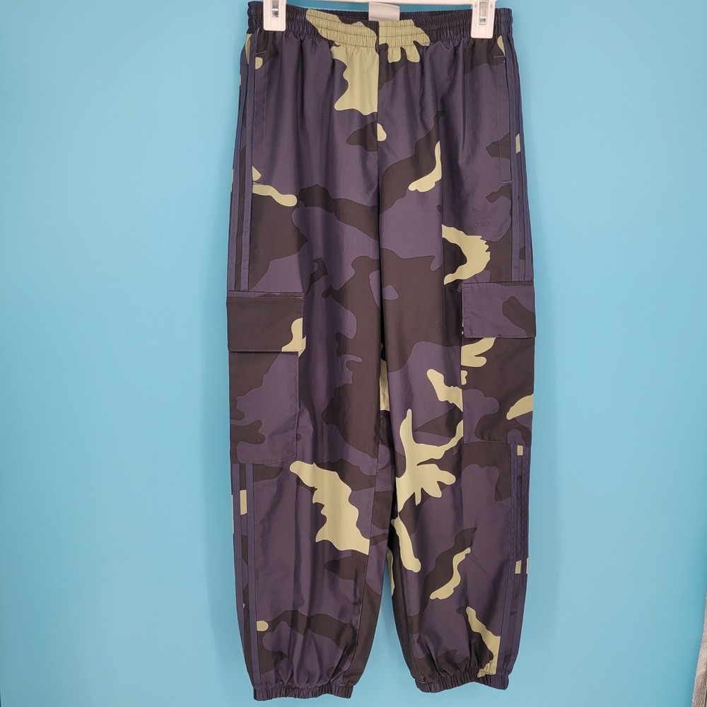 Adidas Camo Cargo Jogger Pants Mens Small blue Camouflage Ripstop Track Pants